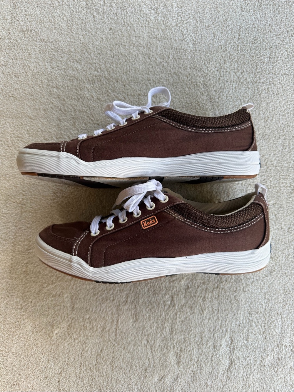 Keds Brown Canvas Low-Profile Sneakers with White Soles Women’s Size 7